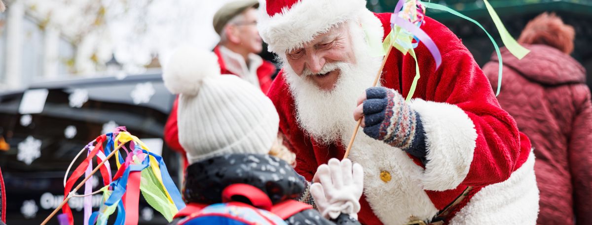 Santa Claus with child. 
