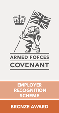Official Armed Forces Covenant banner that reads: Employer Recognition Scheme Bronze Award