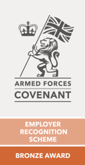 Official Armed Forces Covenant banner that reads: Employer Recognition Scheme Bronze Award