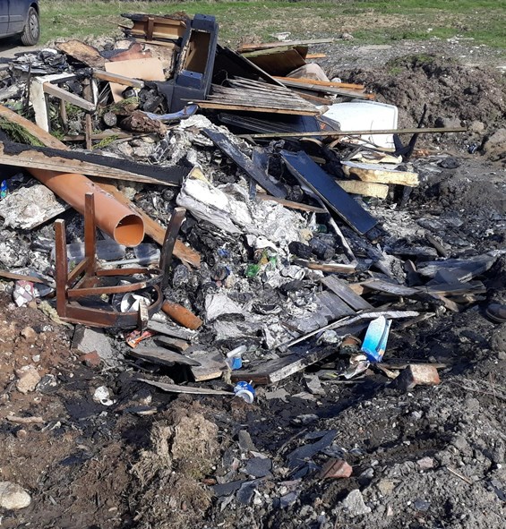 illegal waste dumped on land in Mersham, Ashford