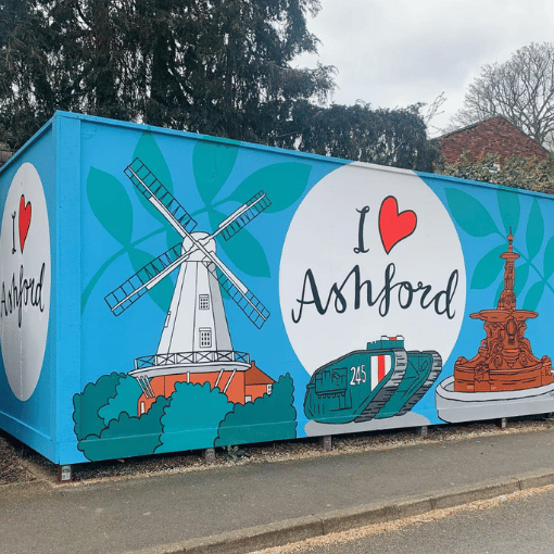 Image entitled I heart Ashford mural in Ashford town centre