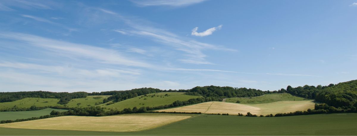Countryside image with hills and sky 