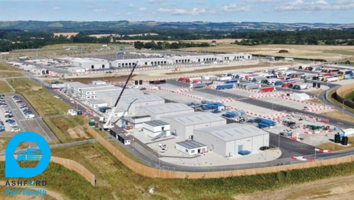 aerial view of ashford port health facility with ashford port health logo in bottom left corner